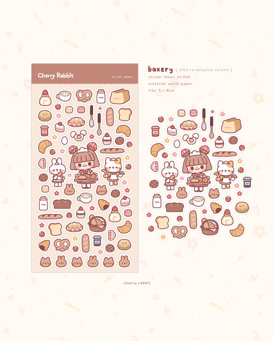 Cherry Rabbit Sticker Sheet - Bakery