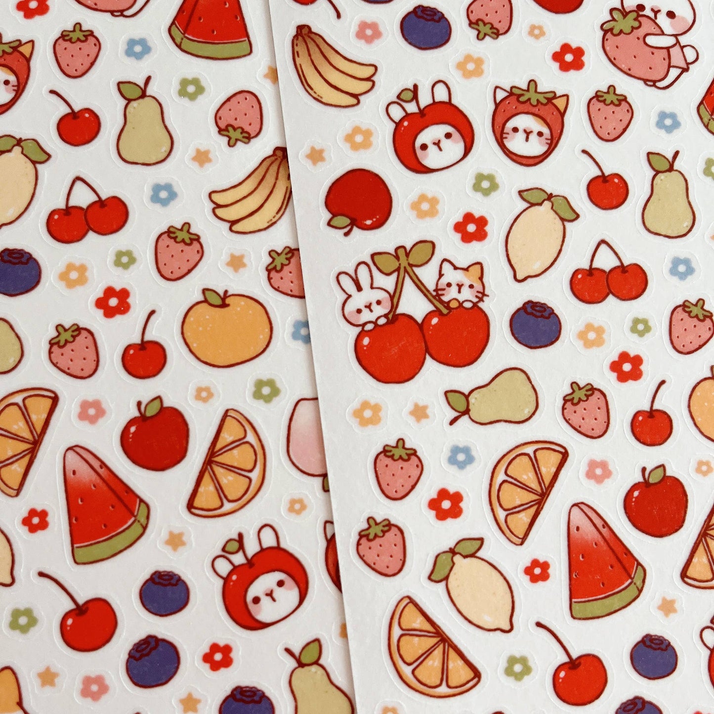 Cherry Rabbit Sticker Sheet - Fruits