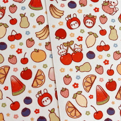 Cherry Rabbit Sticker Sheet - Fruits