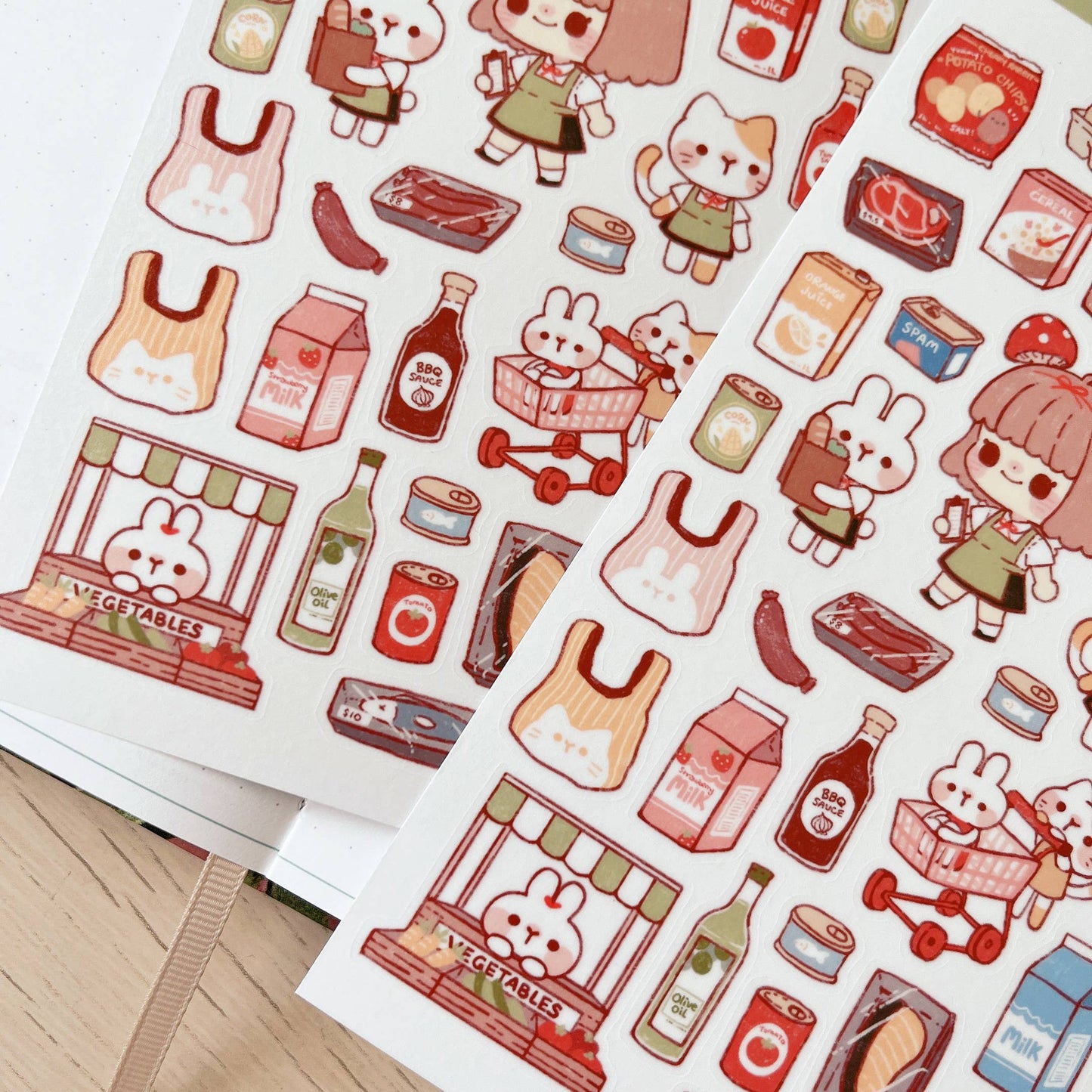 Cherry Rabbit Sticker Sheet - Grocery Store