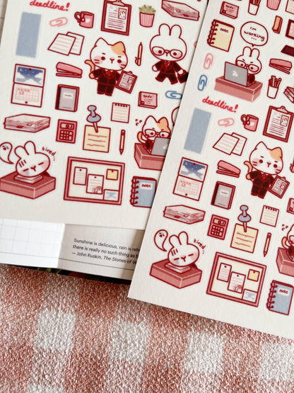 Cherry Rabbit Sticker Sheet - Office Days