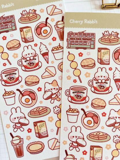 Cherry Rabbit Sticker Sheet - Hong Kong Trip #127