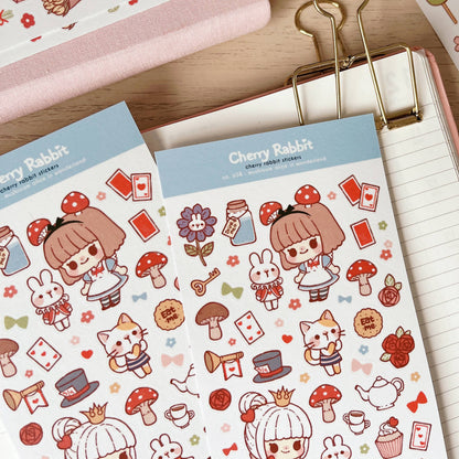 Cherry Rabbit Sticker Sheet - Wonderland