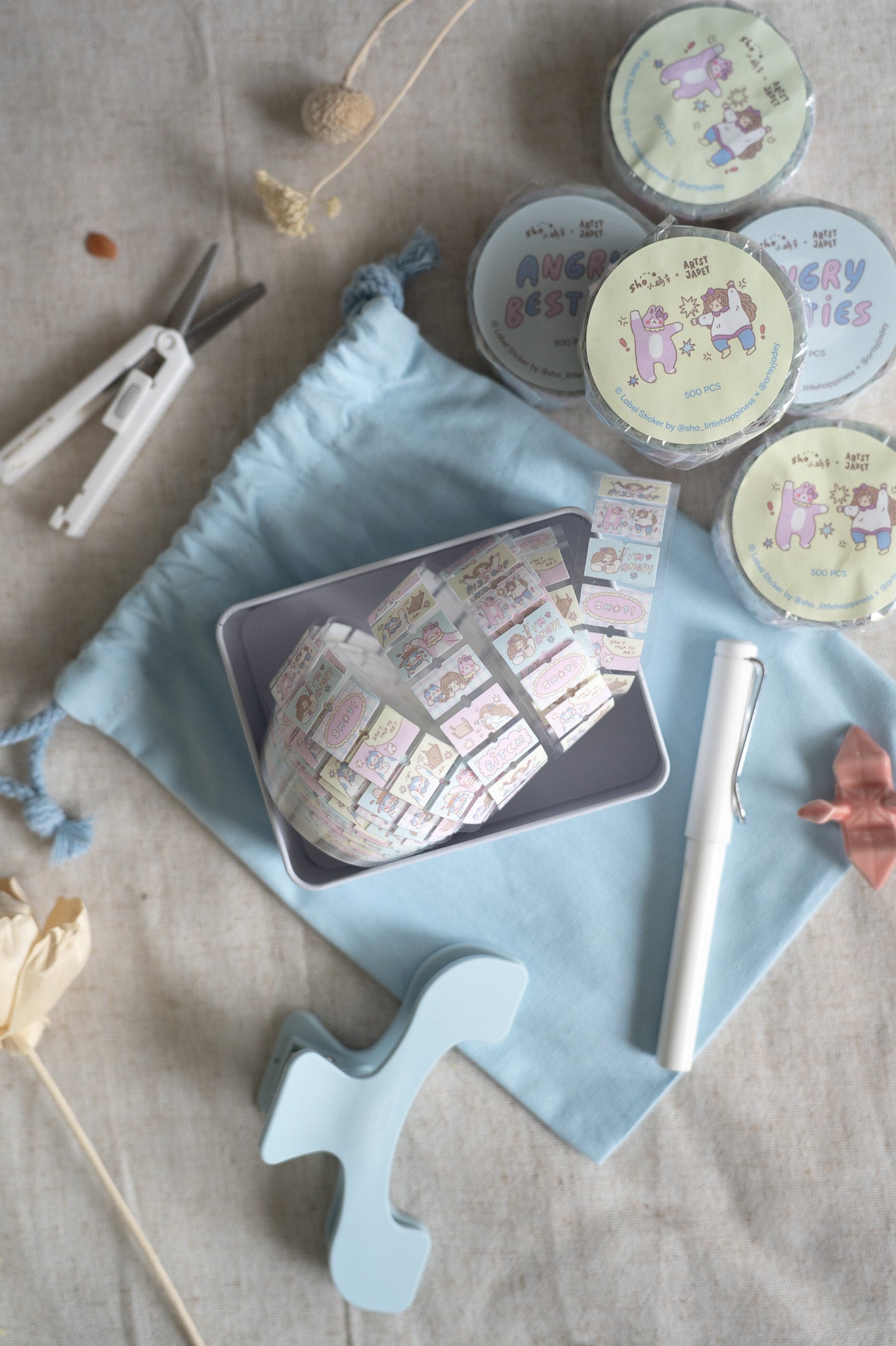 Sho Little Happiness x Artsy Jadey Label Stickers - Angry Besties