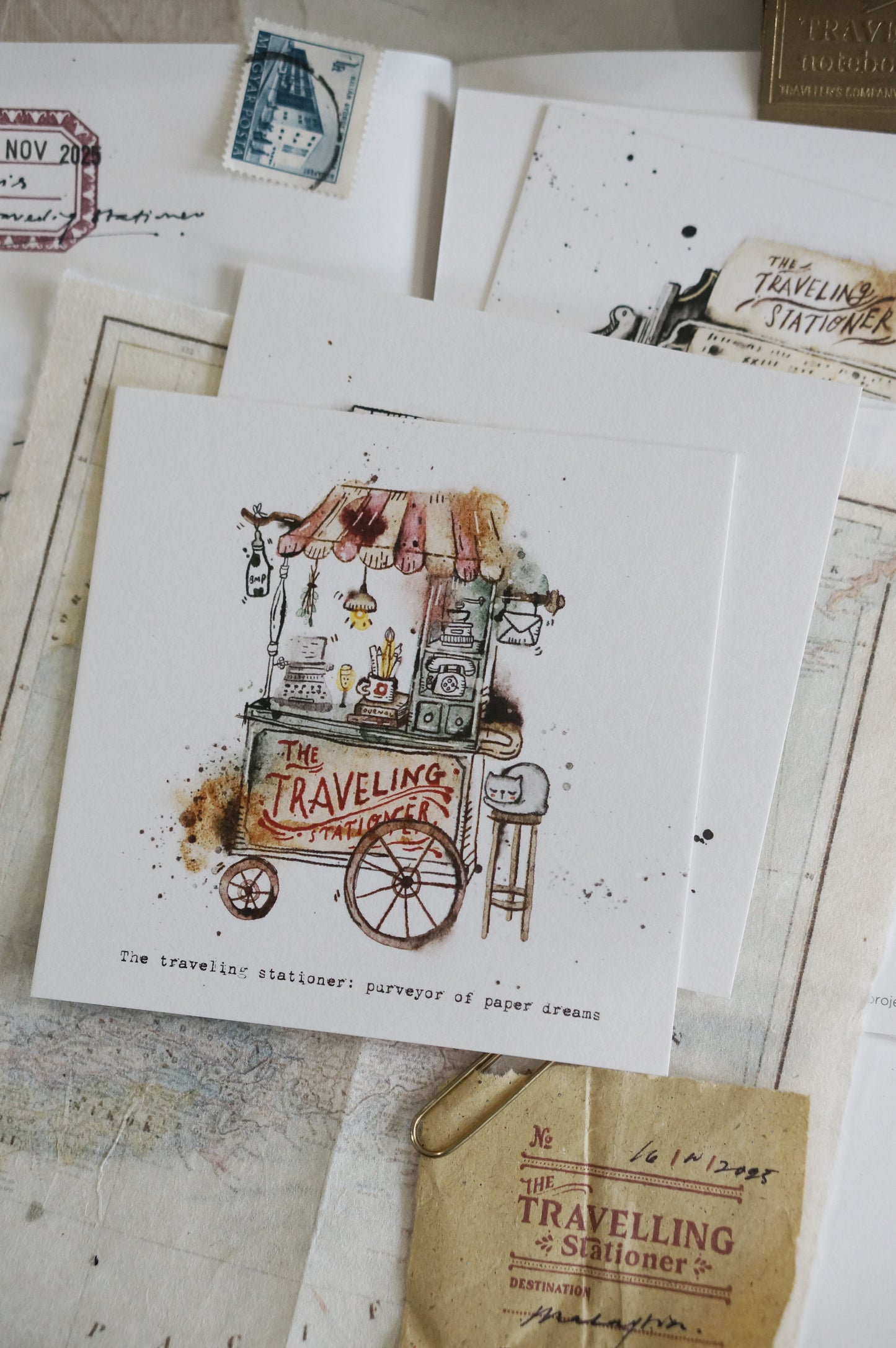 Black Milk Project Postcard - Traveling Stationer: Stationery Cart