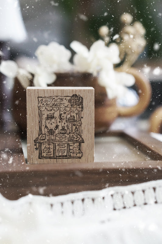 Black Milk Project Rubber Stamp - Notes In The Night: Midnight Bear Cart