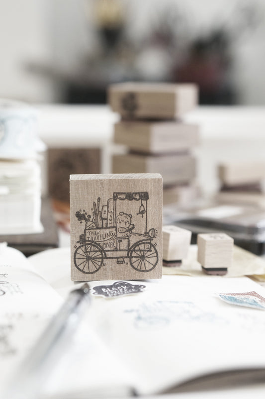 Black Milk Project Rubber Stamp - Traveling Stationer Series: Bear on Cart