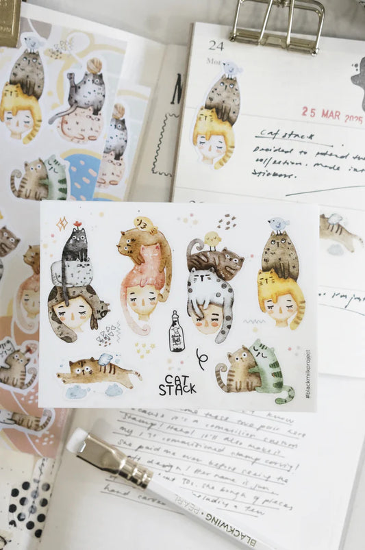 Black Milk Project Sticker Sheet - Cat Stack