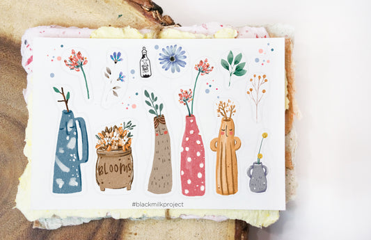 Black Milk Project Sticker Sheet - Vase & Wild Flowers