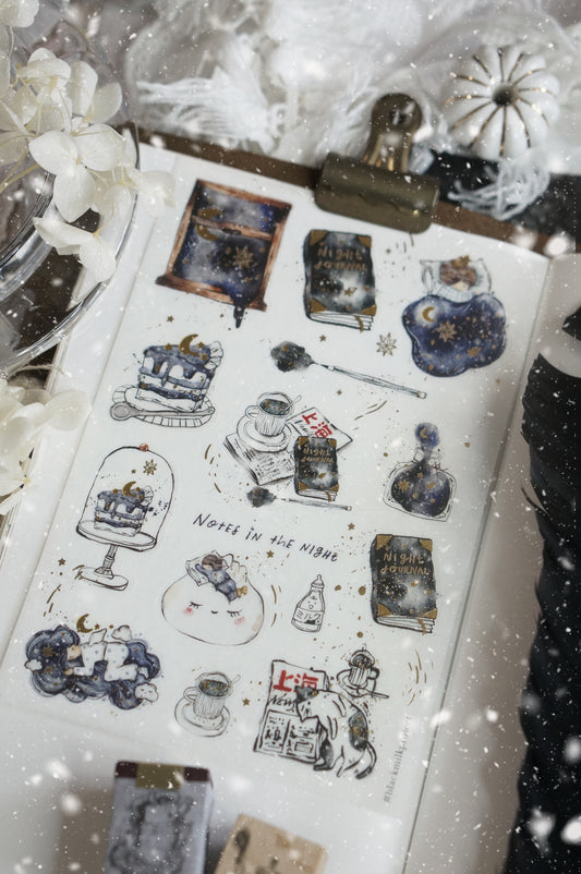Black Milk Project Washi Sticker Sheet - Notes In The Night: Gold Foil