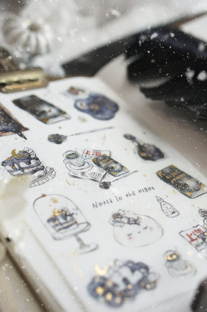 Black Milk Project Washi Sticker Sheet - Notes In The Night - Gold Foil