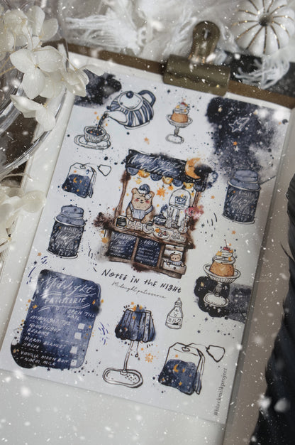 Black Milk Project Washi Sticker Sheet - Notes In The Night - Midnight Patisserie