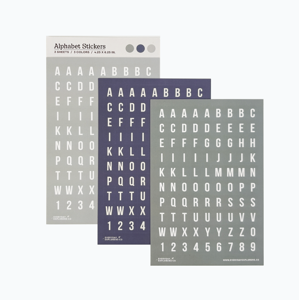 Everyday Explorers Co. Sticker Sheet - Alphabet - Cloudy Days (Set of 3)