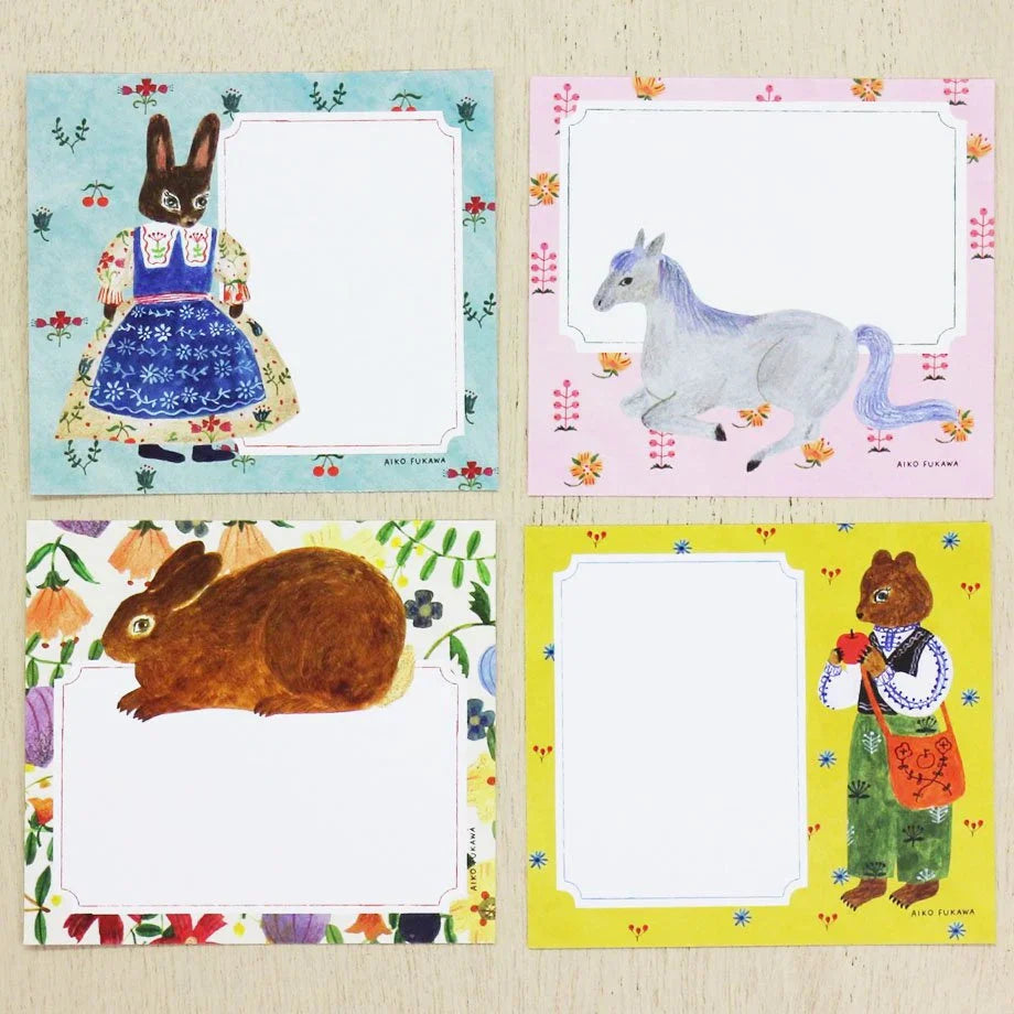 Cozyca x Aiko Fukawa Memo Pad - Flower and Animals