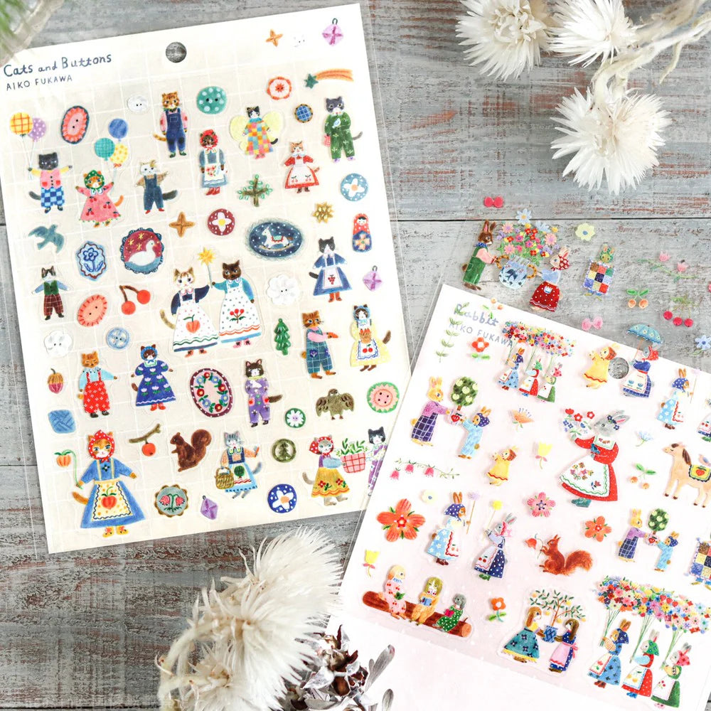 Cozyca Sticker Sheet Aiko Fukawa - Cats and Buttons