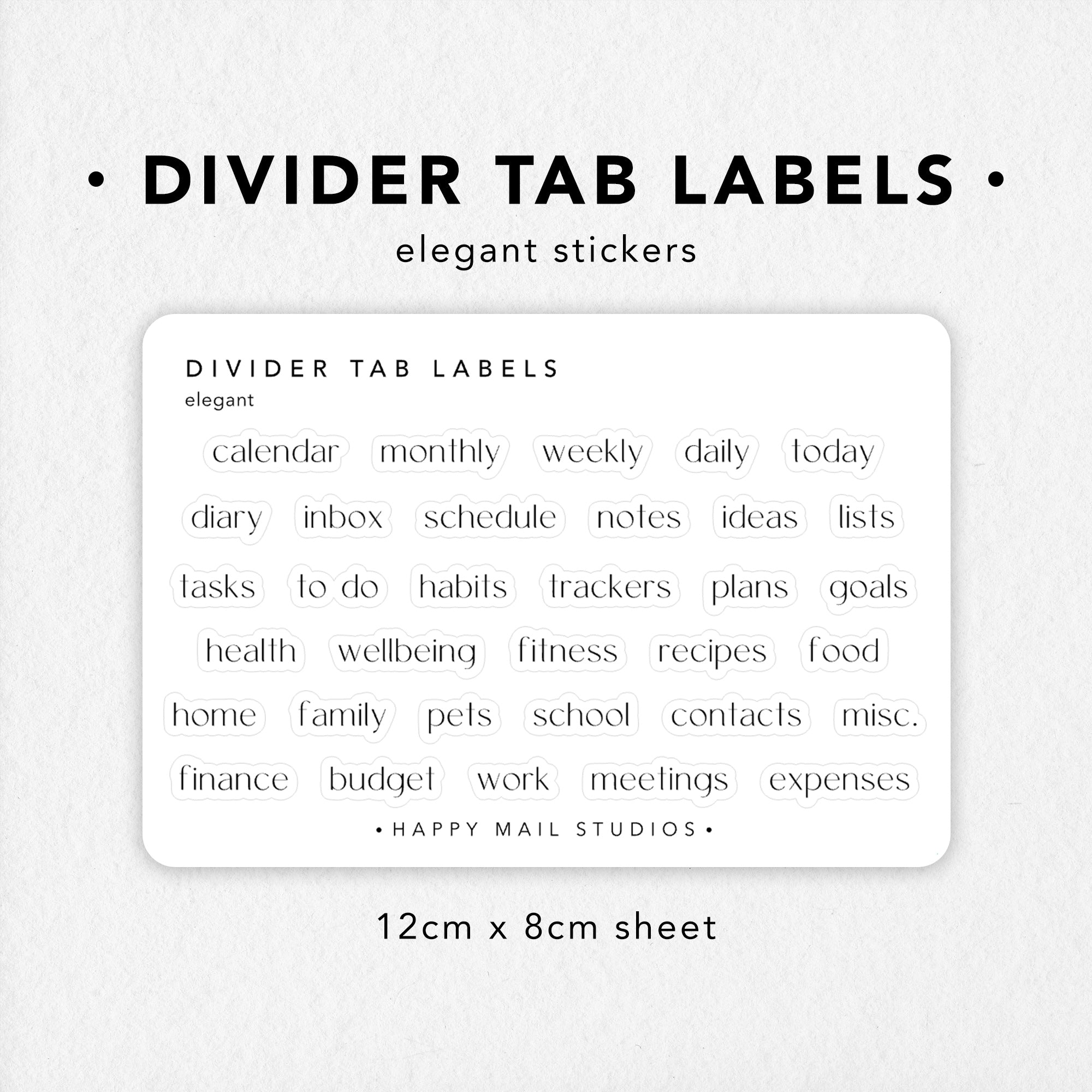 Divider Tab Labels Elegant Stickers – Happy Mail Studios
