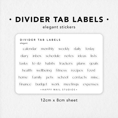 Divider Tab Labels Elegant Stickers
