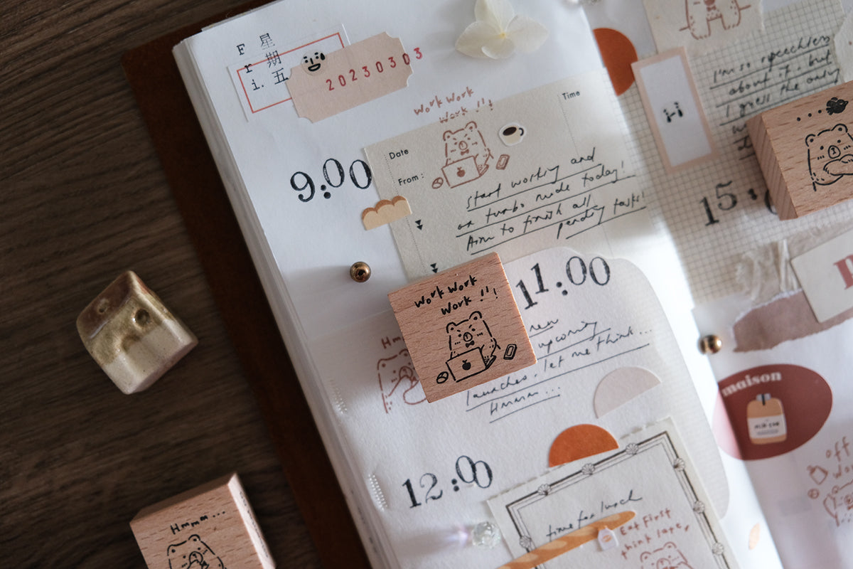 Eileen Tai Rubber Stamp | Beary Ordinary Days - Work Work Work