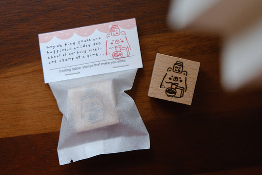 Eileen Tai Rubber Stamp | Foodie Bears Series - Milk & Cereal