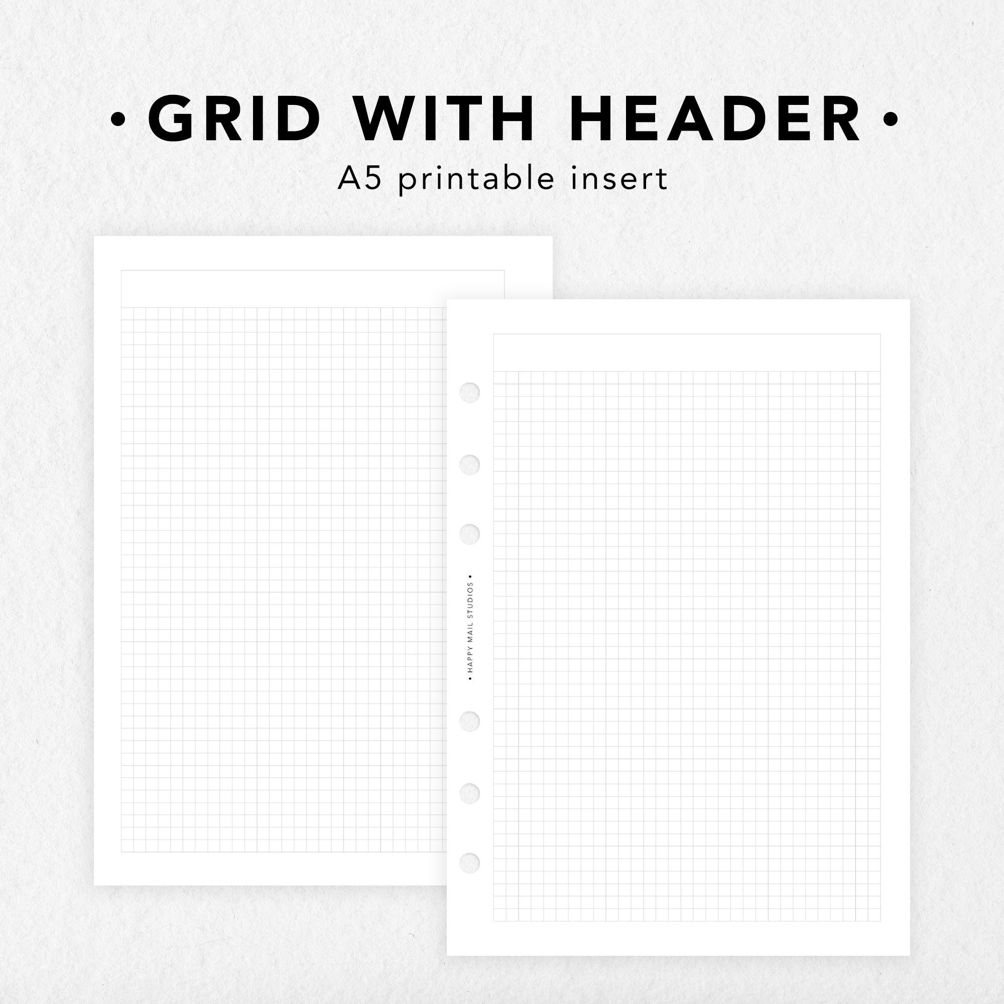 Copy Header Printable Printable Grid with Header Inserts – Happy Mail Studios