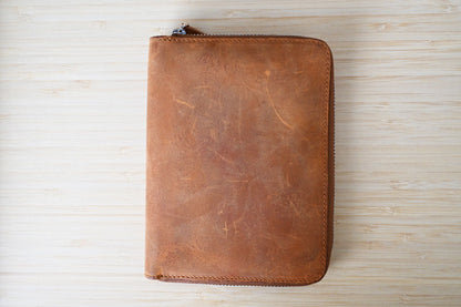 Galen Leather Leather Zippered 5 Slots Pen Case - Crazy Horse Brown (Destash)