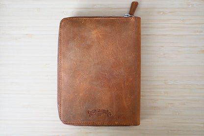 Galen Leather Leather Zippered 5 Slots Pen Case - Crazy Horse Brown (Destash)
