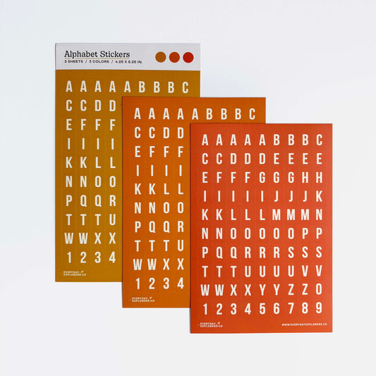Everyday Explorers Co. Sticker Sheet - Alphabet - Golden Hour (Set of 3)