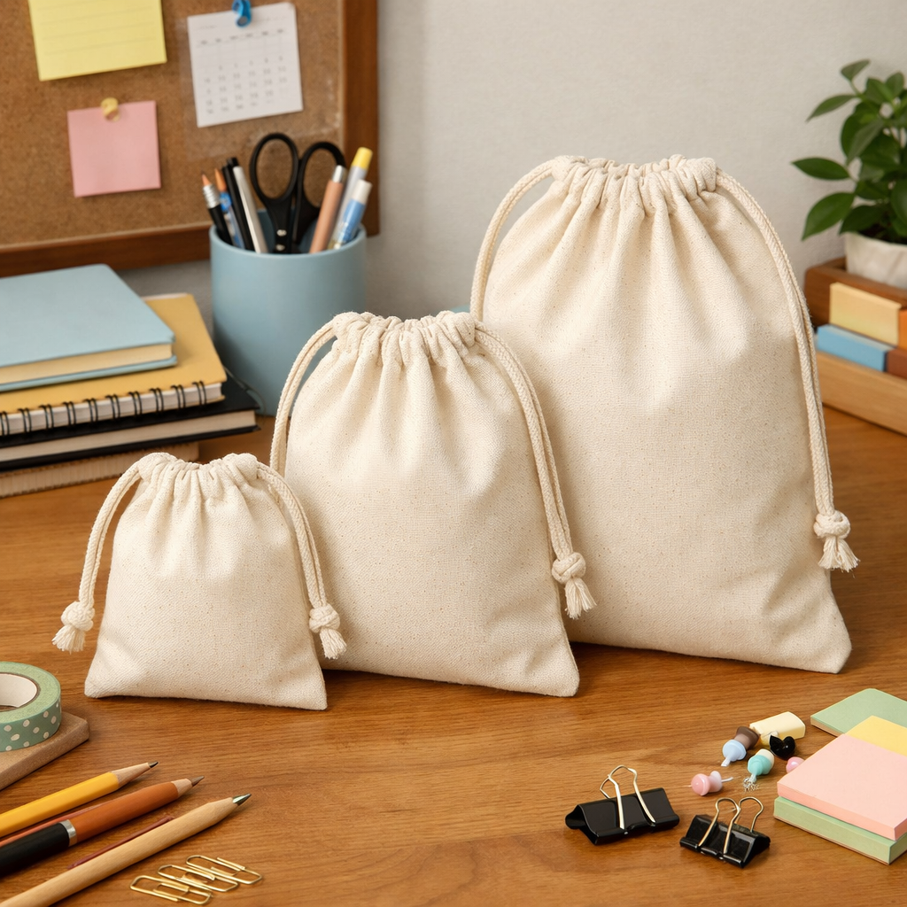 Happy Mail Mystery Bags on a desk surrounded by stationery