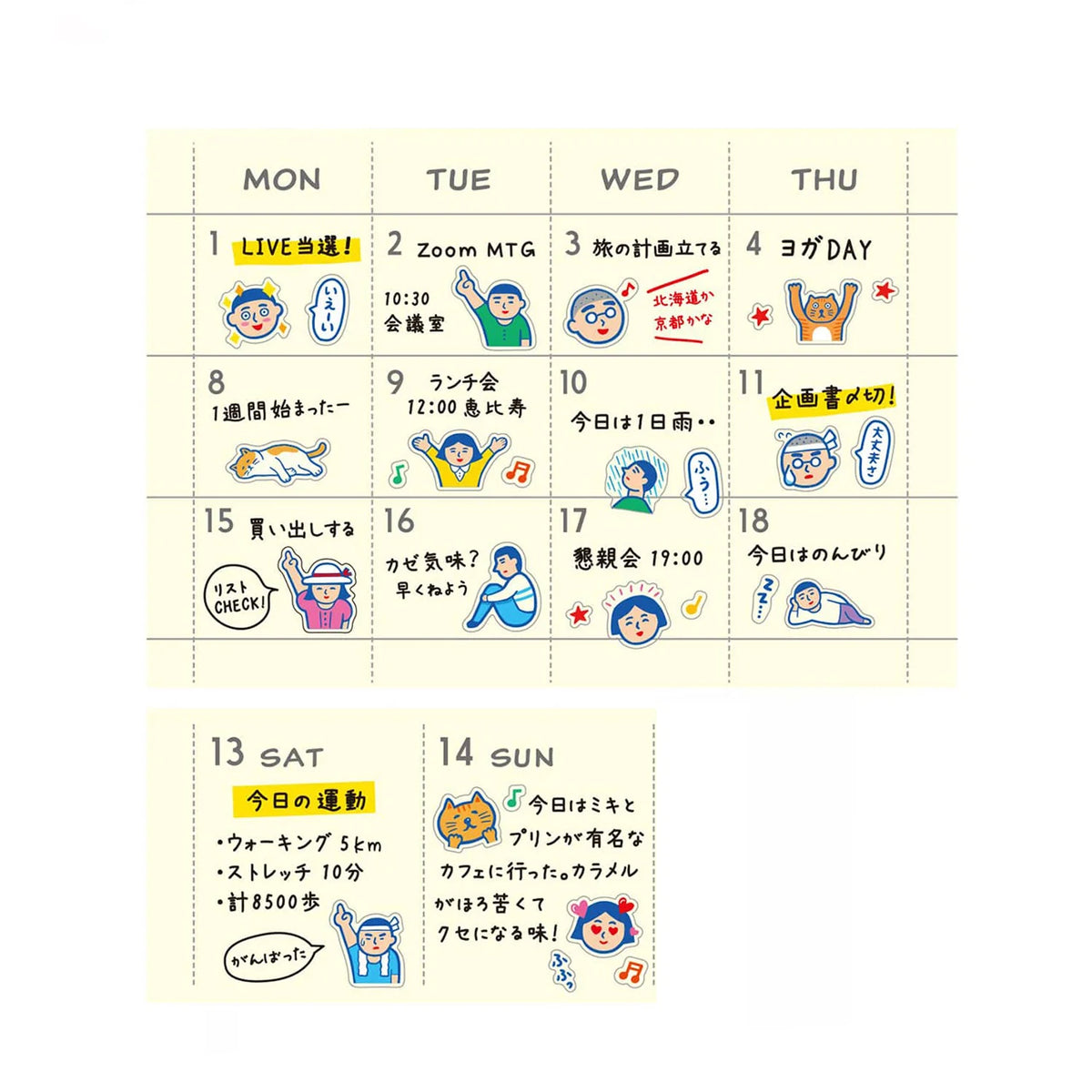 Hightide Diary Sticker Sheet - New Retro - Humans