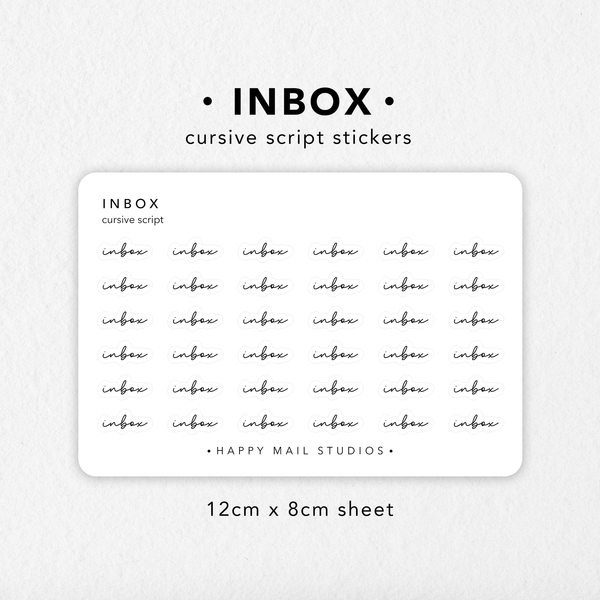 Inbox Cursive Script Stickers – Happy Mail Studios