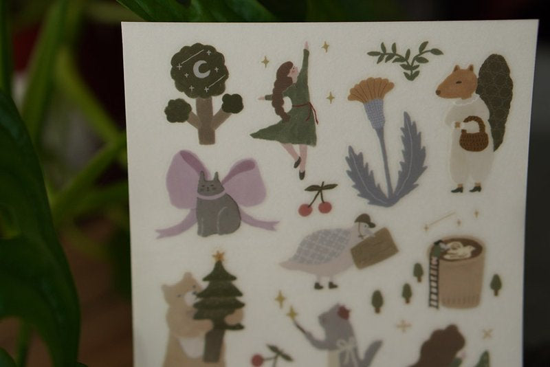 Ivy Snow Transfer Sticker Sheet - Dancing In The Forest