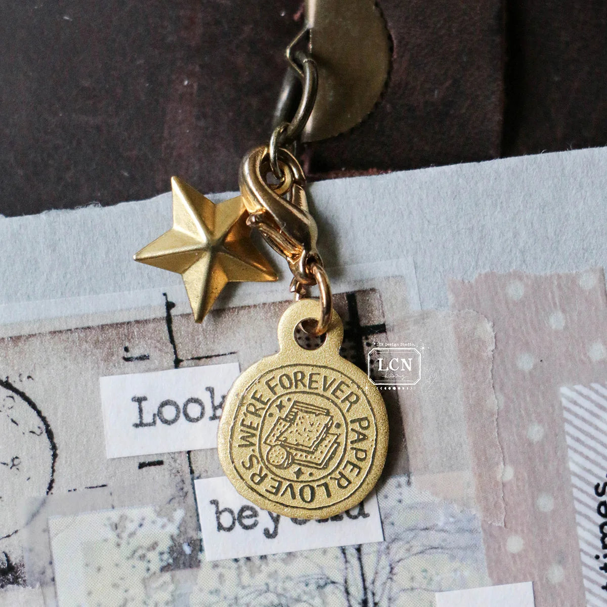 LCN Design Studio Brass Charm - Paper Lover