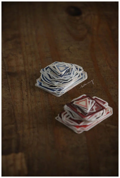 LCN Design Sticker Set - Red & Blue Label Sticker Box - Vintage Background (Red Box)