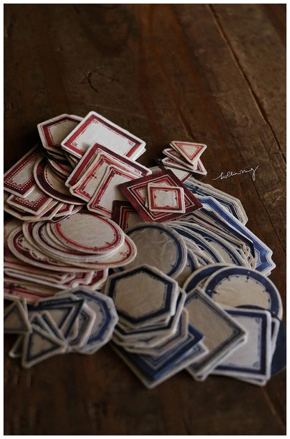 LCN Design Sticker Set - Red & Blue Label Sticker Box - Vintage Background (Red Box)