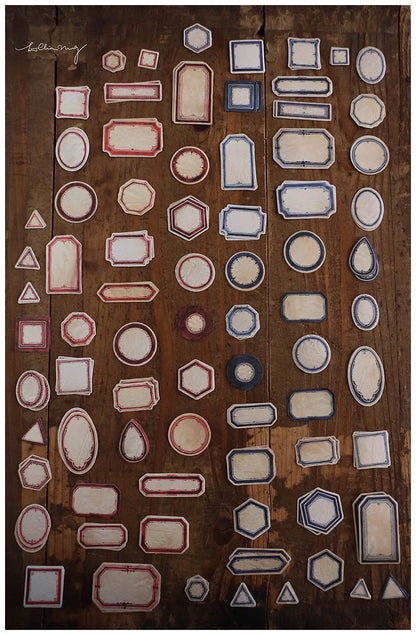 LCN Design Sticker Set - Red & Blue Label Sticker Box - Vintage Background (Red Box)