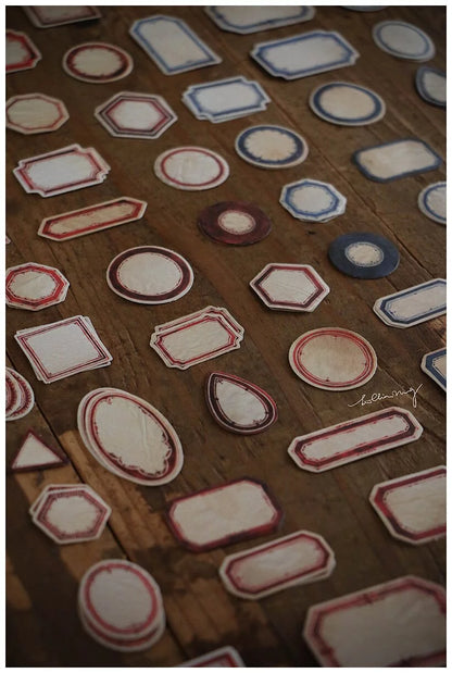 LCN Design Sticker Set - Red & Blue Label Sticker Box - Vintage Background (Red Box)