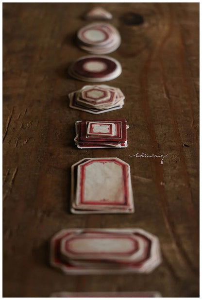 LCN Design Sticker Set - Red & Blue Label Sticker Box - Vintage Background (Red Box)