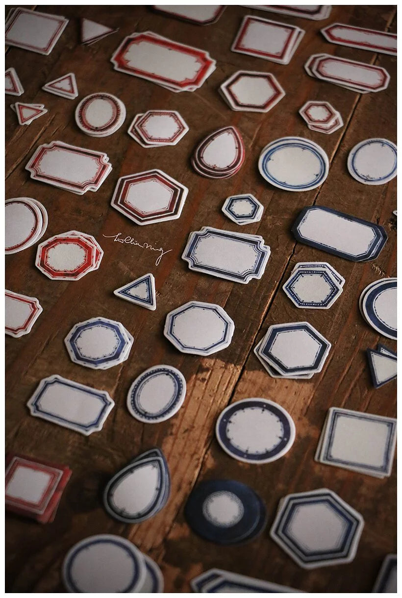 LCN Design Sticker Set - Red & Blue Label Sticker Box - White Background (Blue Box)
