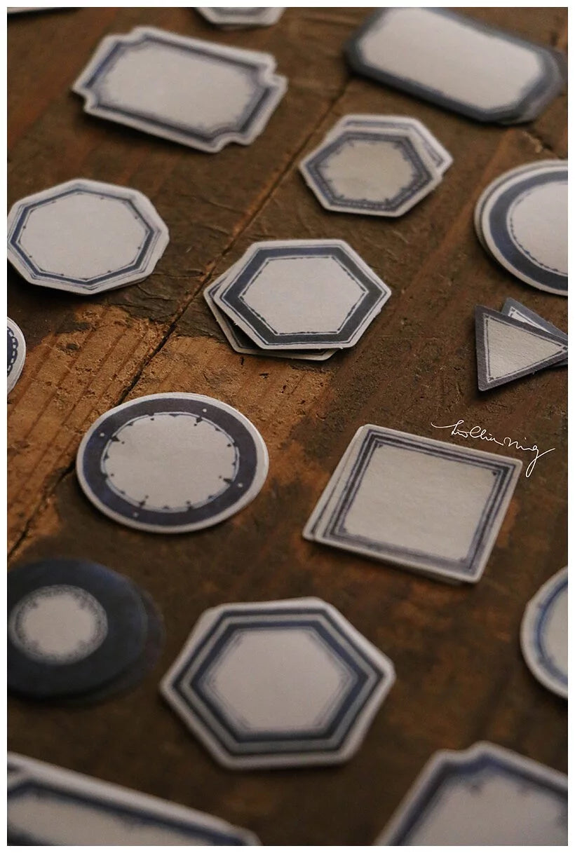LCN Design Sticker Set - Red & Blue Label Sticker Box - White Background (Blue Box)