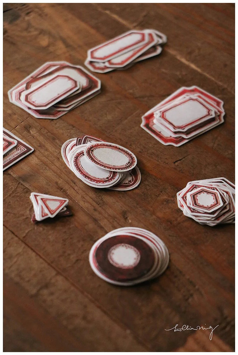 LCN Design Sticker Set - Red & Blue Label Sticker Box - White Background (Blue Box)