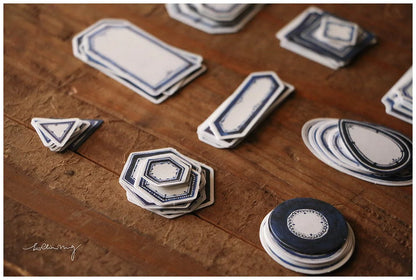 LCN Design Sticker Set - Red & Blue Label Sticker Box - White Background (Blue Box)