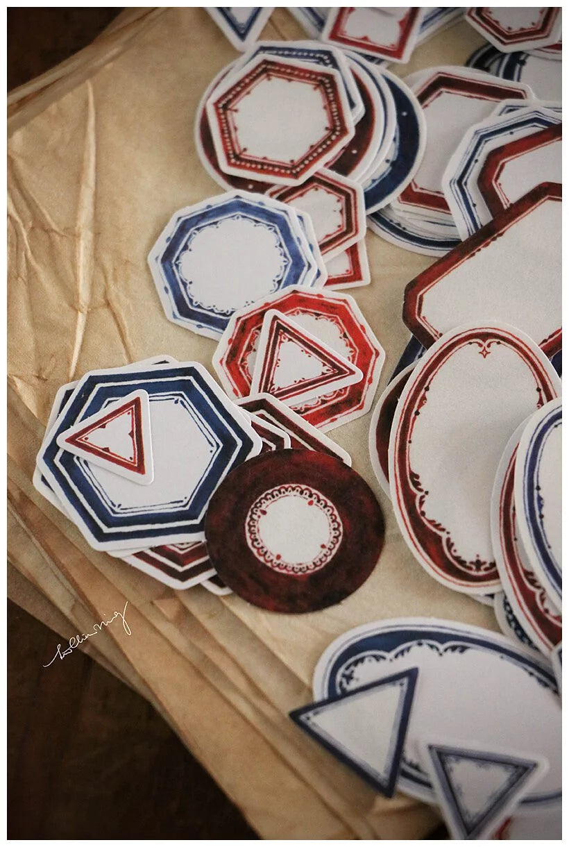LCN Design Sticker Set - Red & Blue Label Sticker Box - White Background (Blue Box)