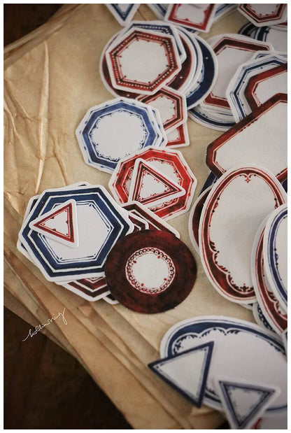 LCN Design Sticker Set - Red & Blue Label Sticker Box - White Background (Blue Box)