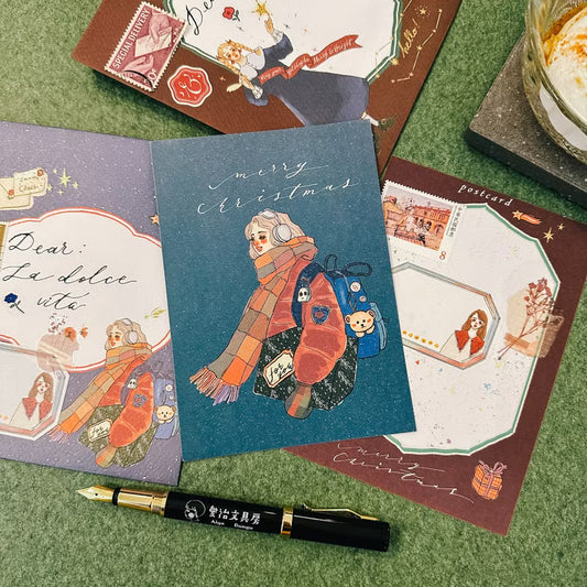 La Dolce Vita Postcard - Christmas Morning Girl