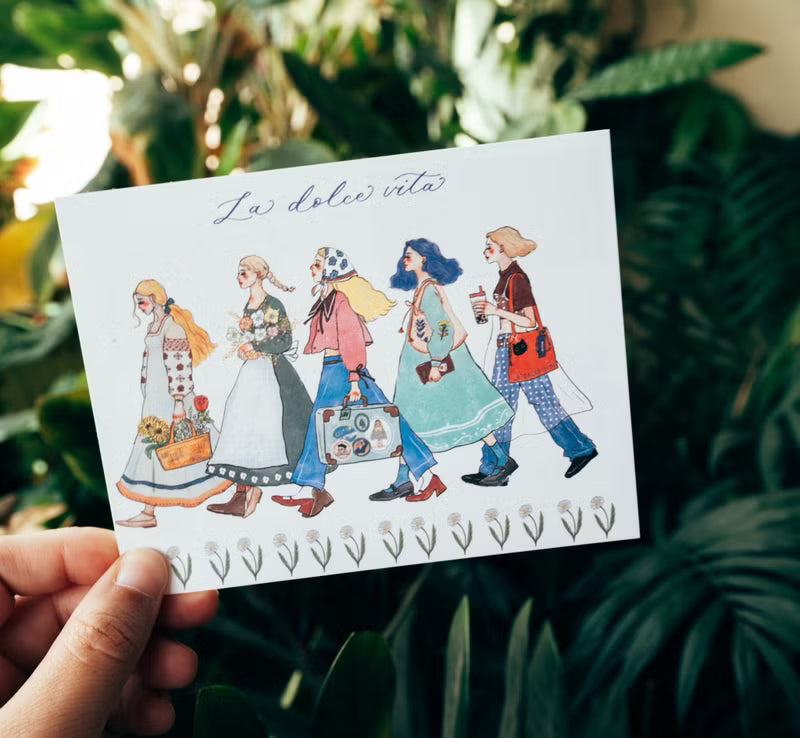 La Dolce Vita Postcard - We Move Foward Happily