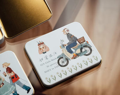 La Dolce Vita Sticker Set With Tin Box (Die Cut) - We Move Foward Happily