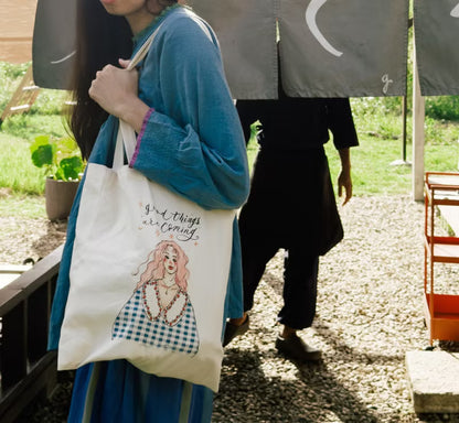 La Dolce Vita Tote Bag - Blue Gingham Girl