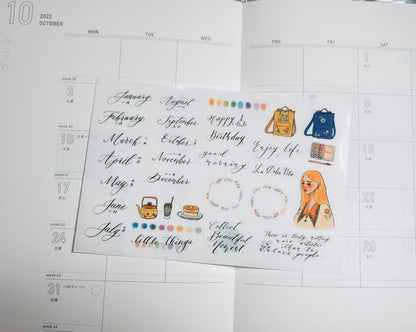 La Dolce Vita Transfer Sticker Sheet - For Calendar