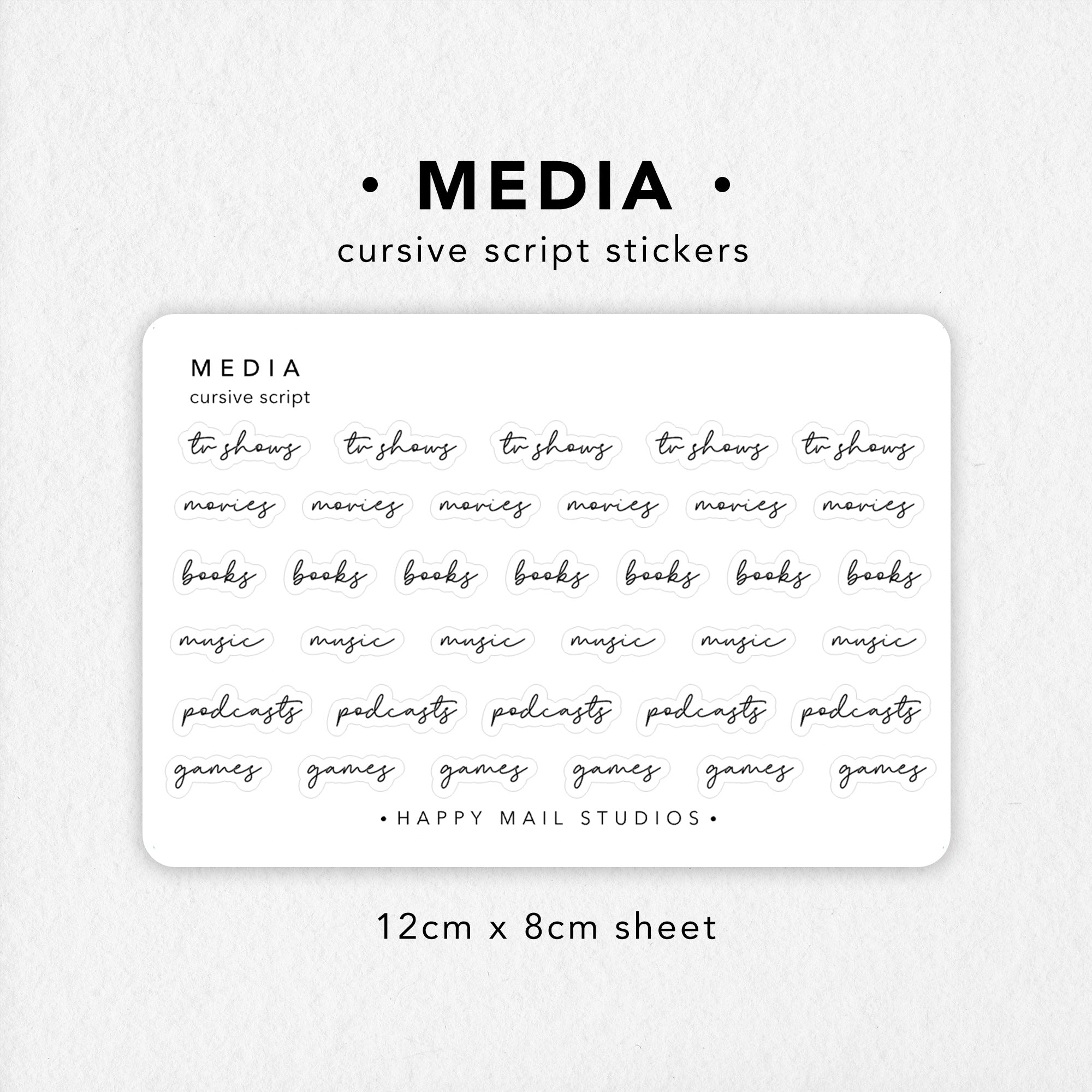 Mail Script Decal Ribtable Media Cursive Script Stickers – Happy Mail Studios
