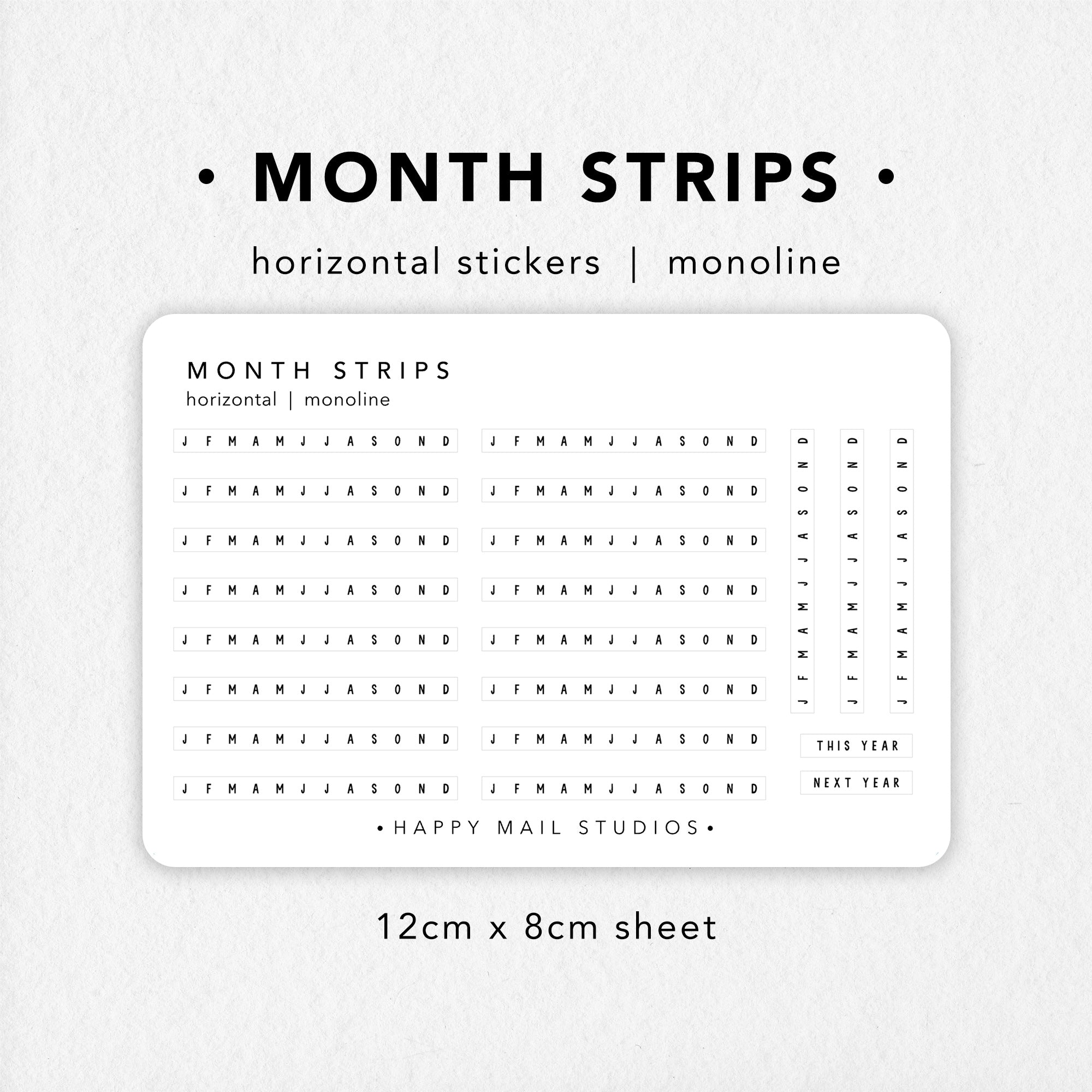 Month Strips Horizontal Stickers – Happy Mail Studios